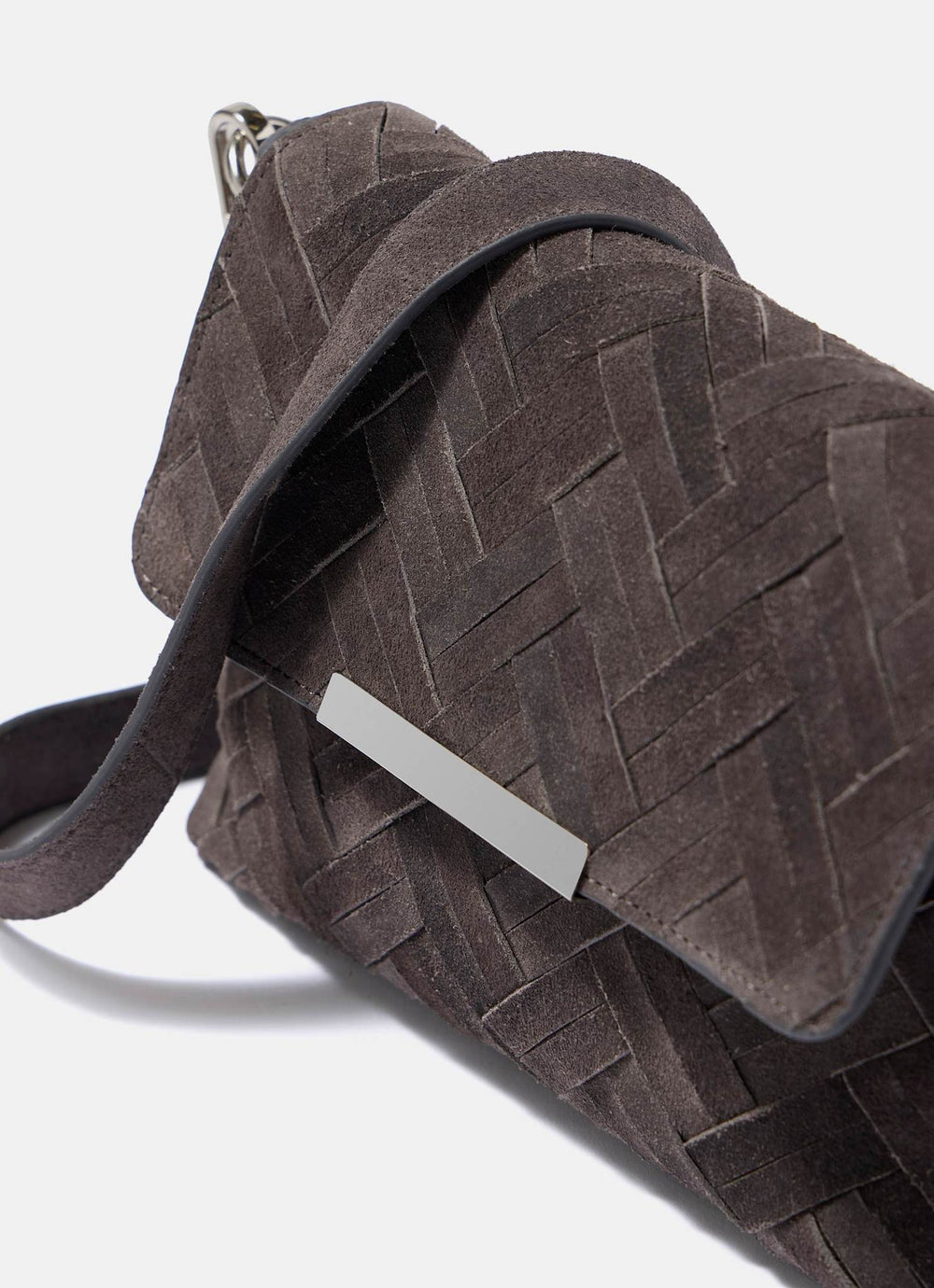 Lara Grey Woven Suede Cross Body Bag