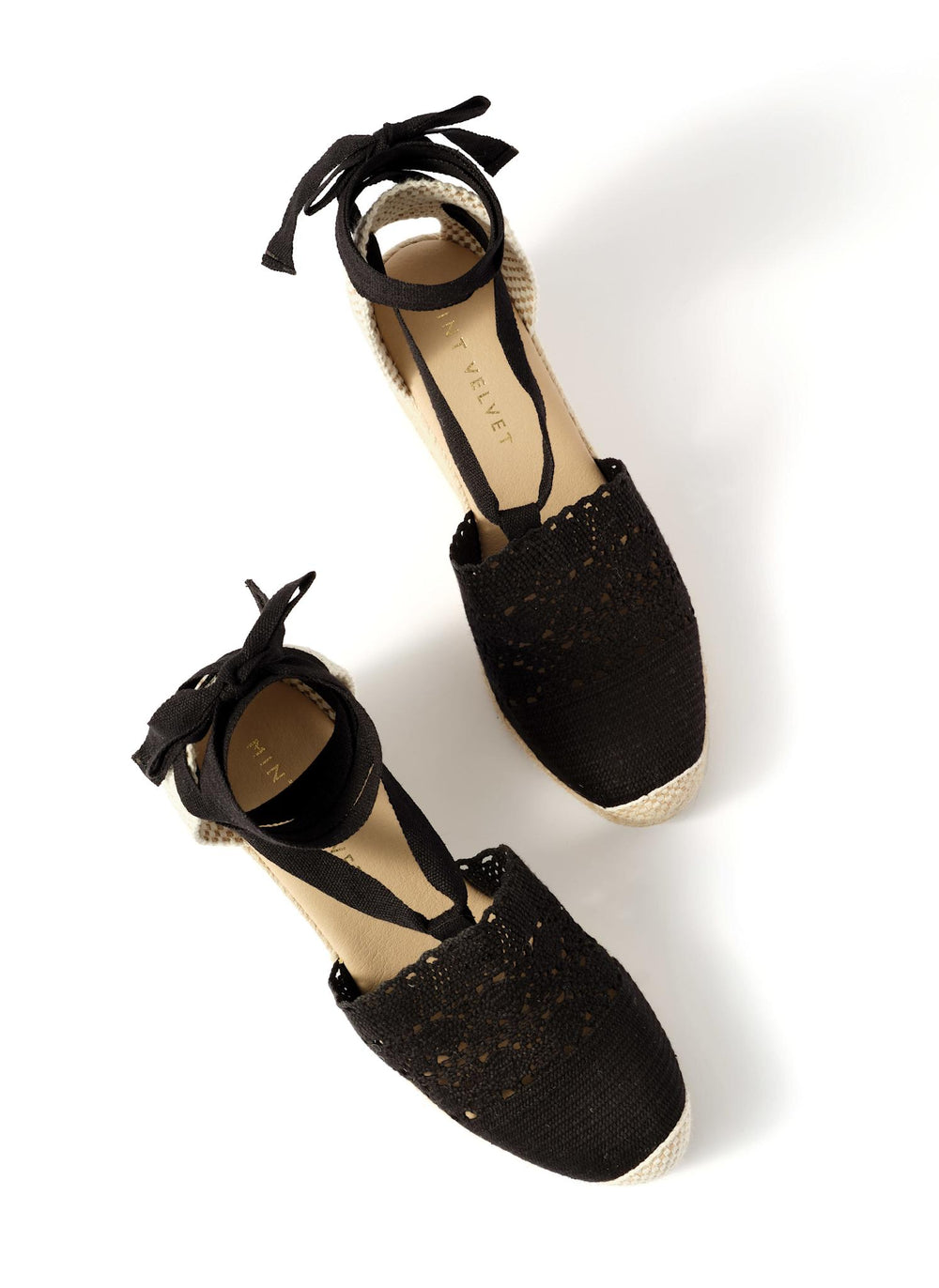 Laura Black Espadrille Wedge Sandals