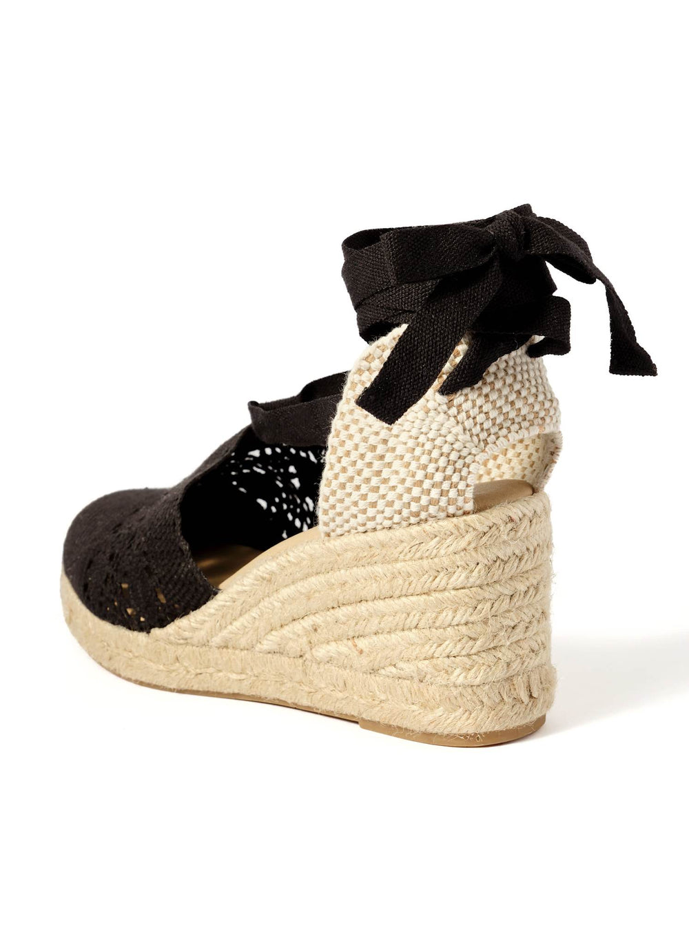 Laura Black Espadrille Wedge Sandals