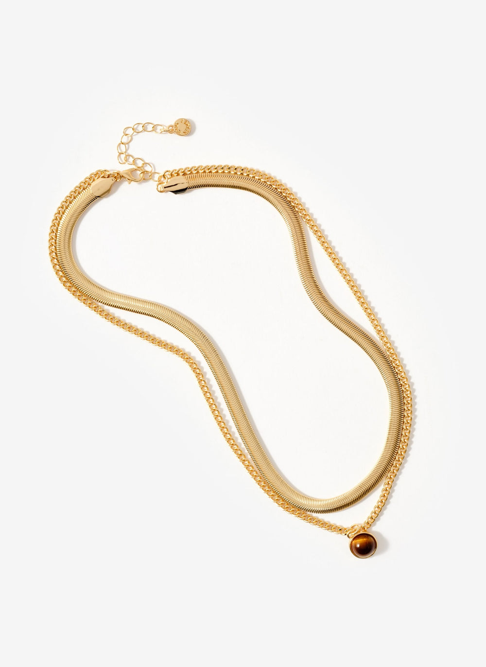 Gold Tone Layered Stone Necklace
