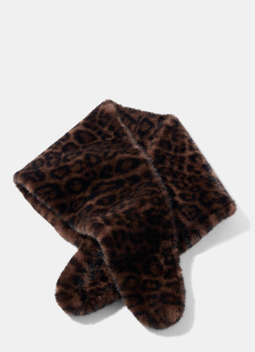 Leopard Print Faux Fur Textured Scarf Collar