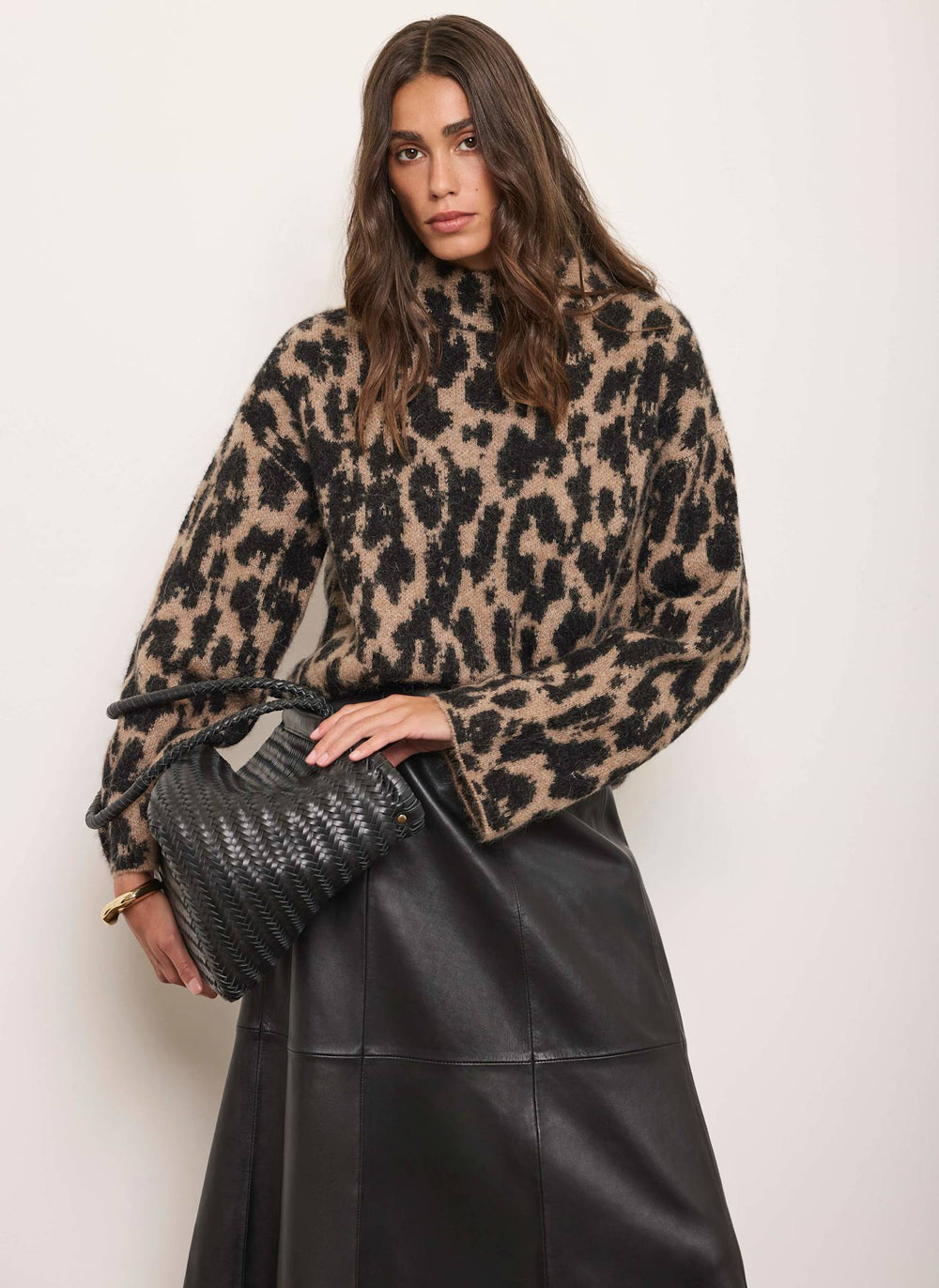 Animal Print Textured Knit Jumper