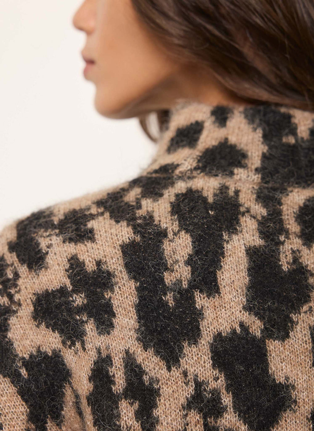 Animal Print Textured Knit Jumper