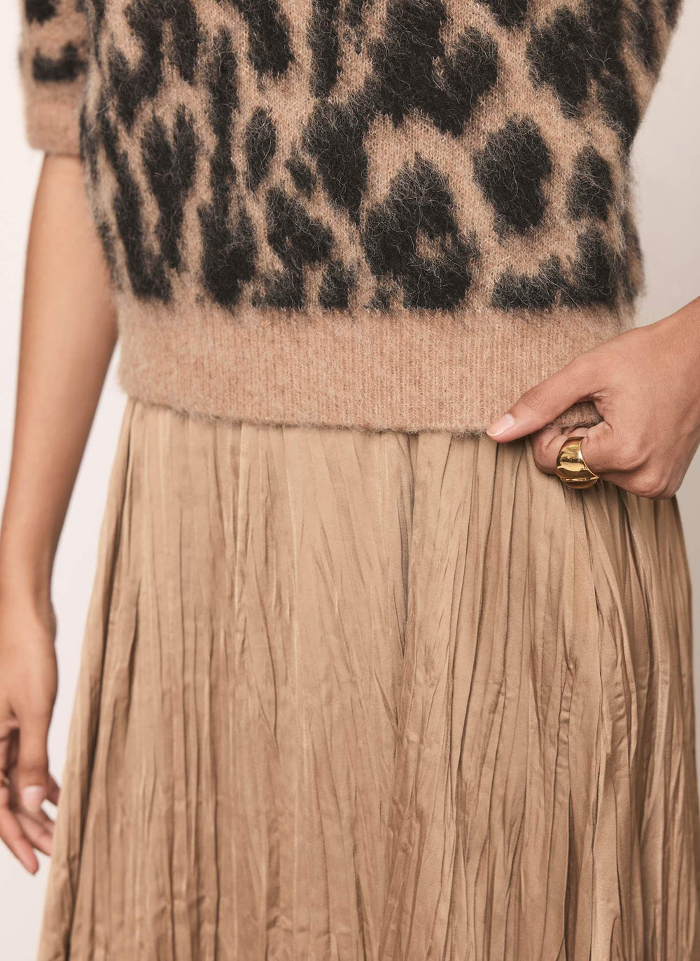 Brown Leopard Print 2-in-1 Midi Dress