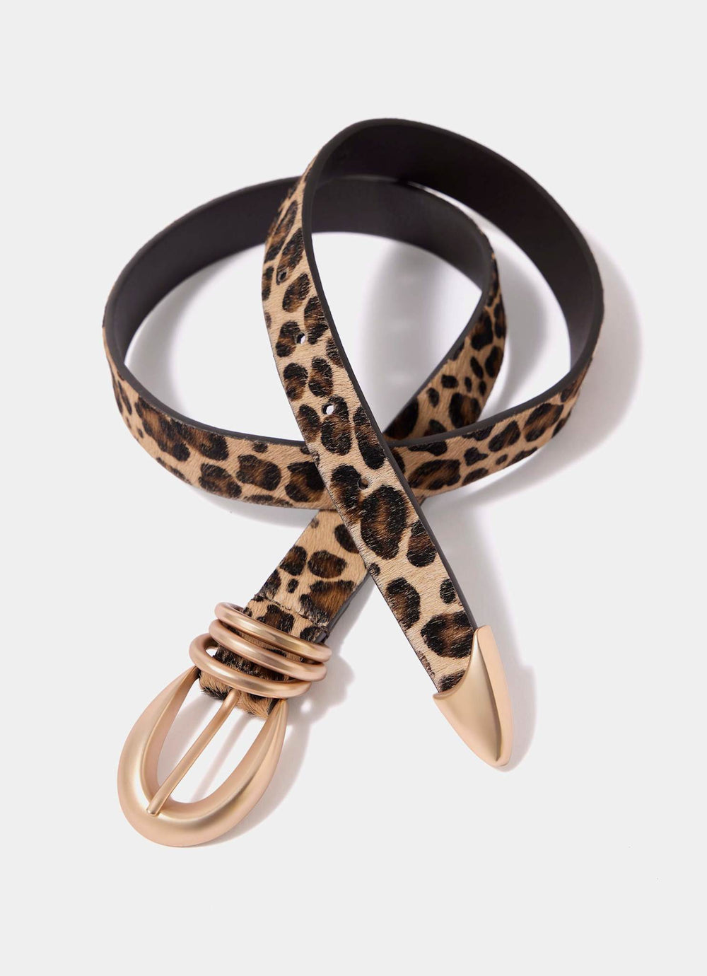 Brown Leopard Print Textured  Belt
