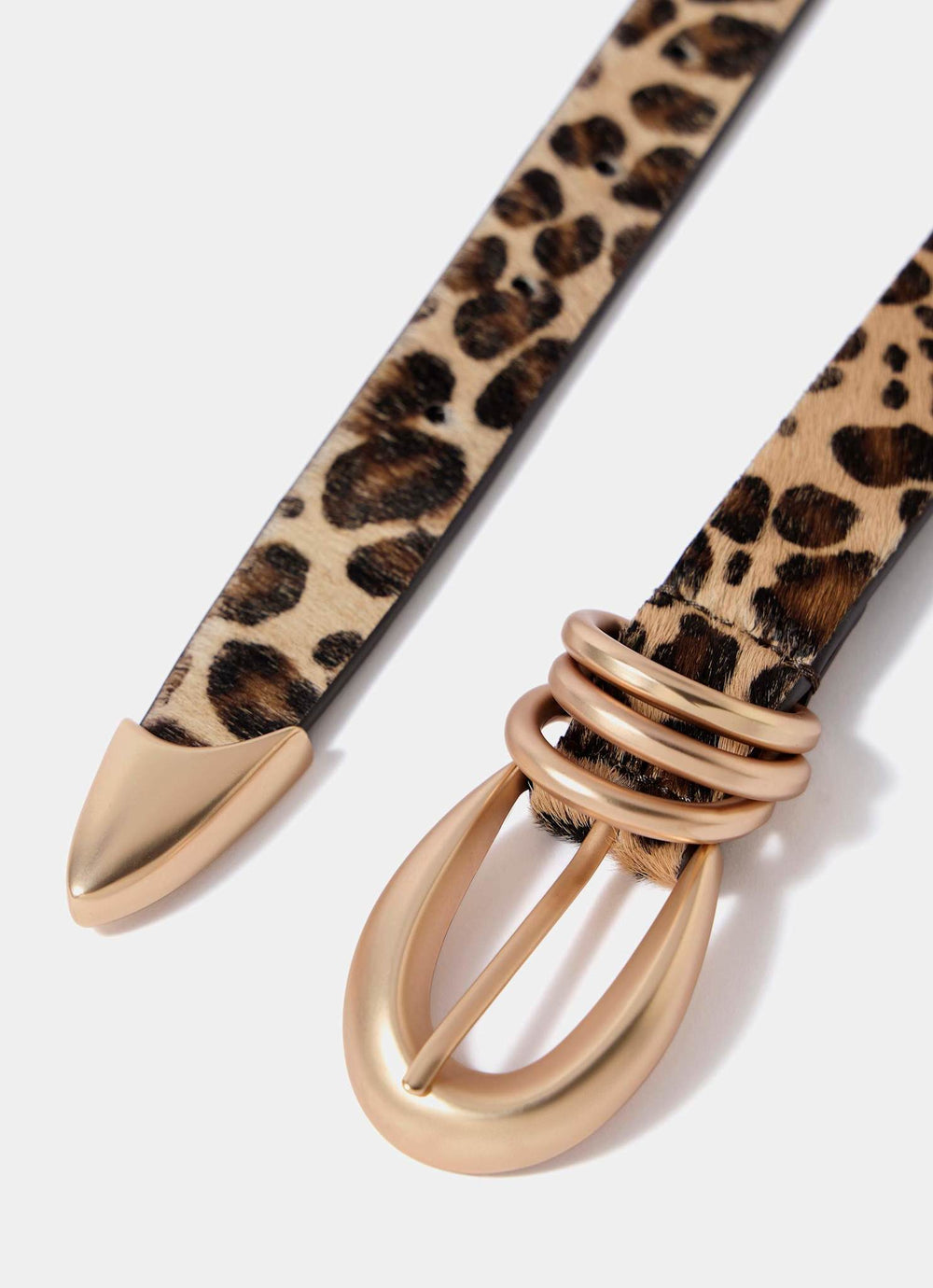 Brown Leopard Print Textured  Belt