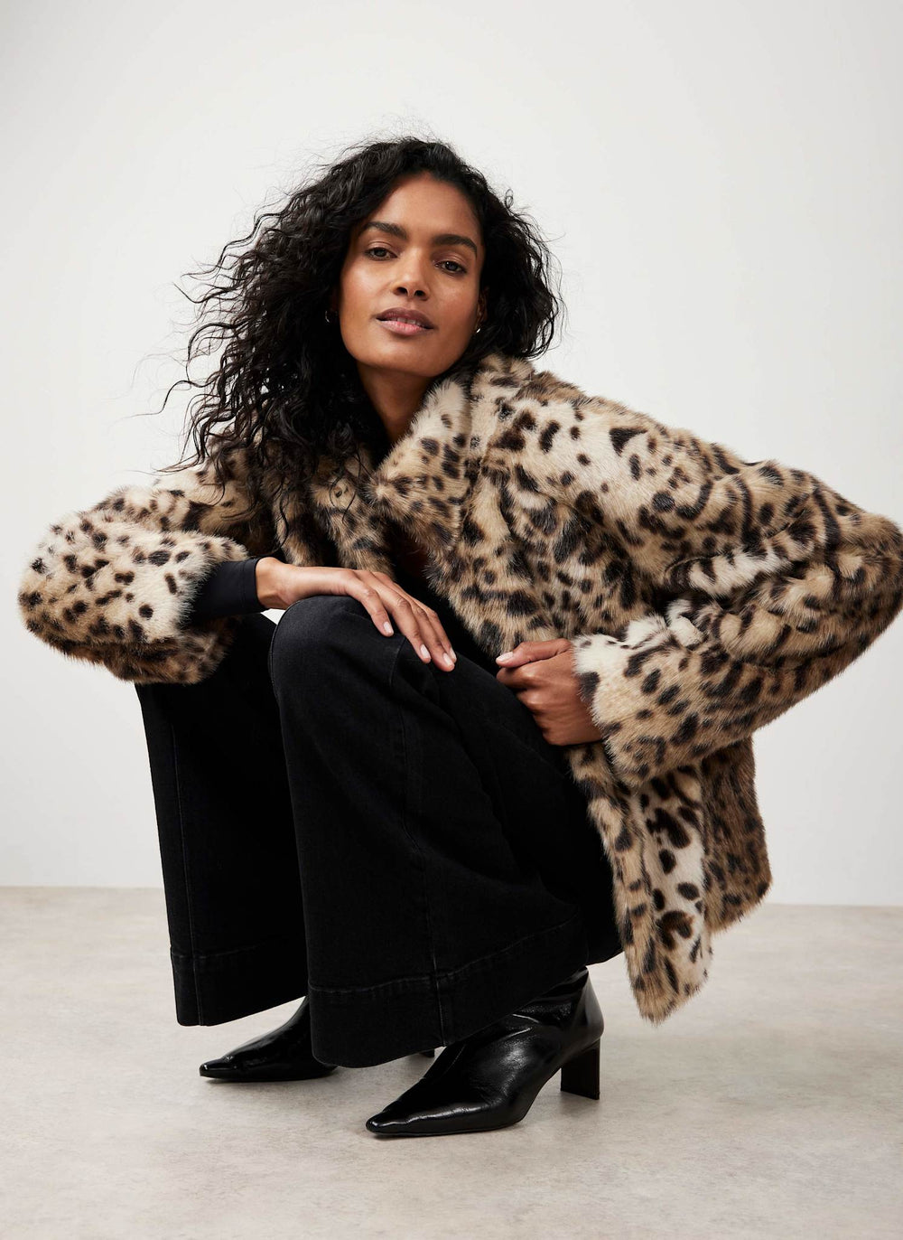 Leopard Print Faux Fur Jacket