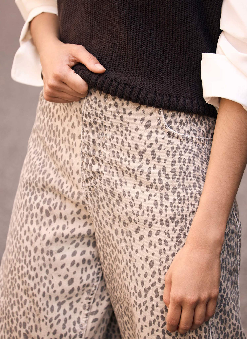 Leopard Print Tapered Jeans