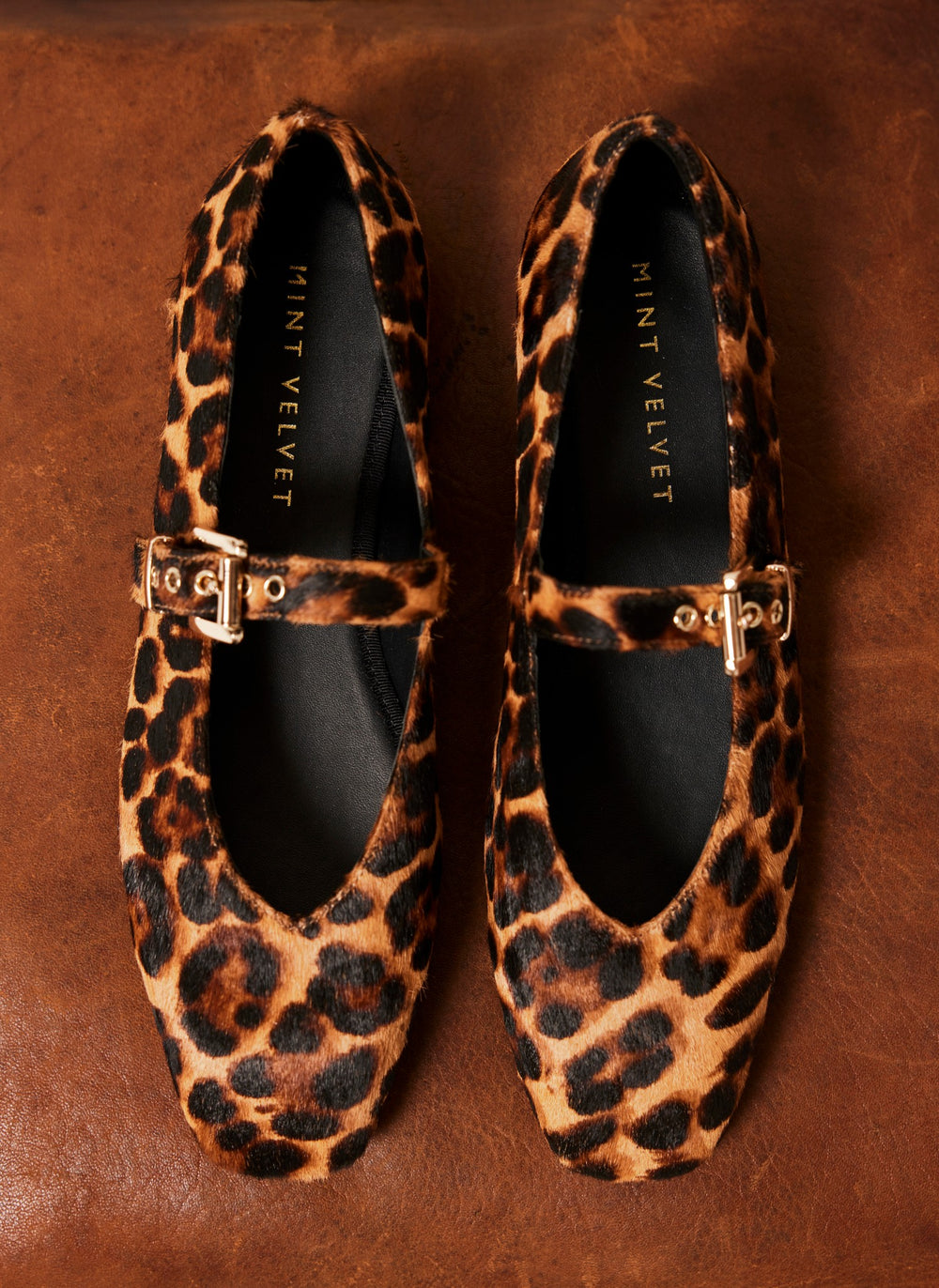 Bea Leopard Print Textured Ballet Pumps