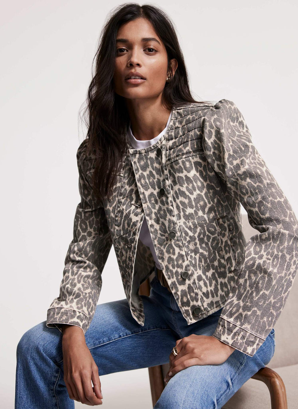Leopard Print Denim Jacket