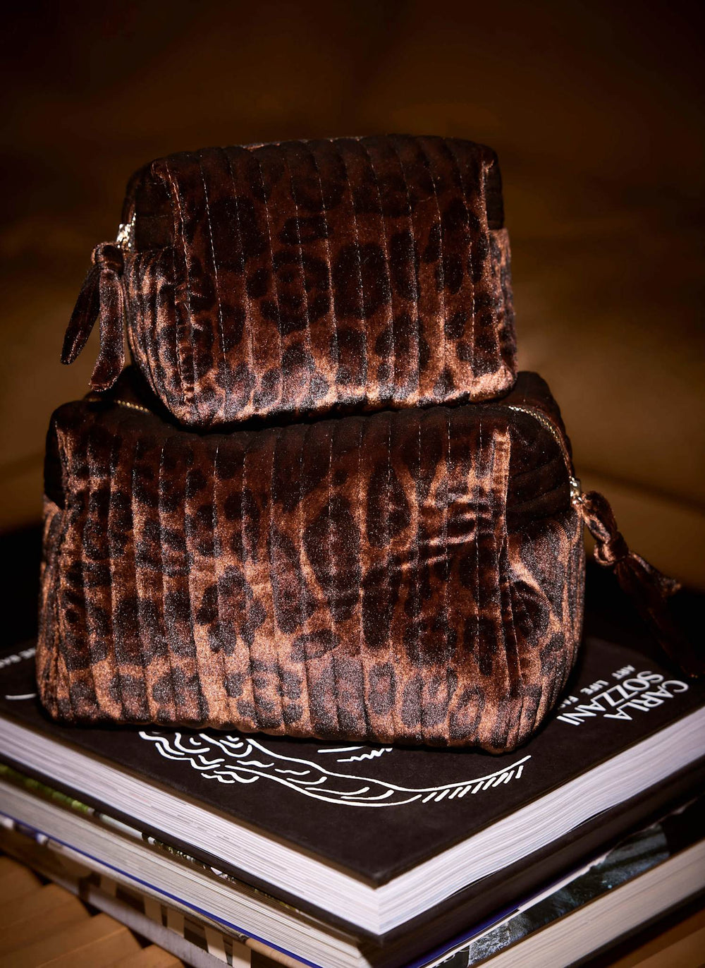 Leopard Print Velvet Small Wash Bag