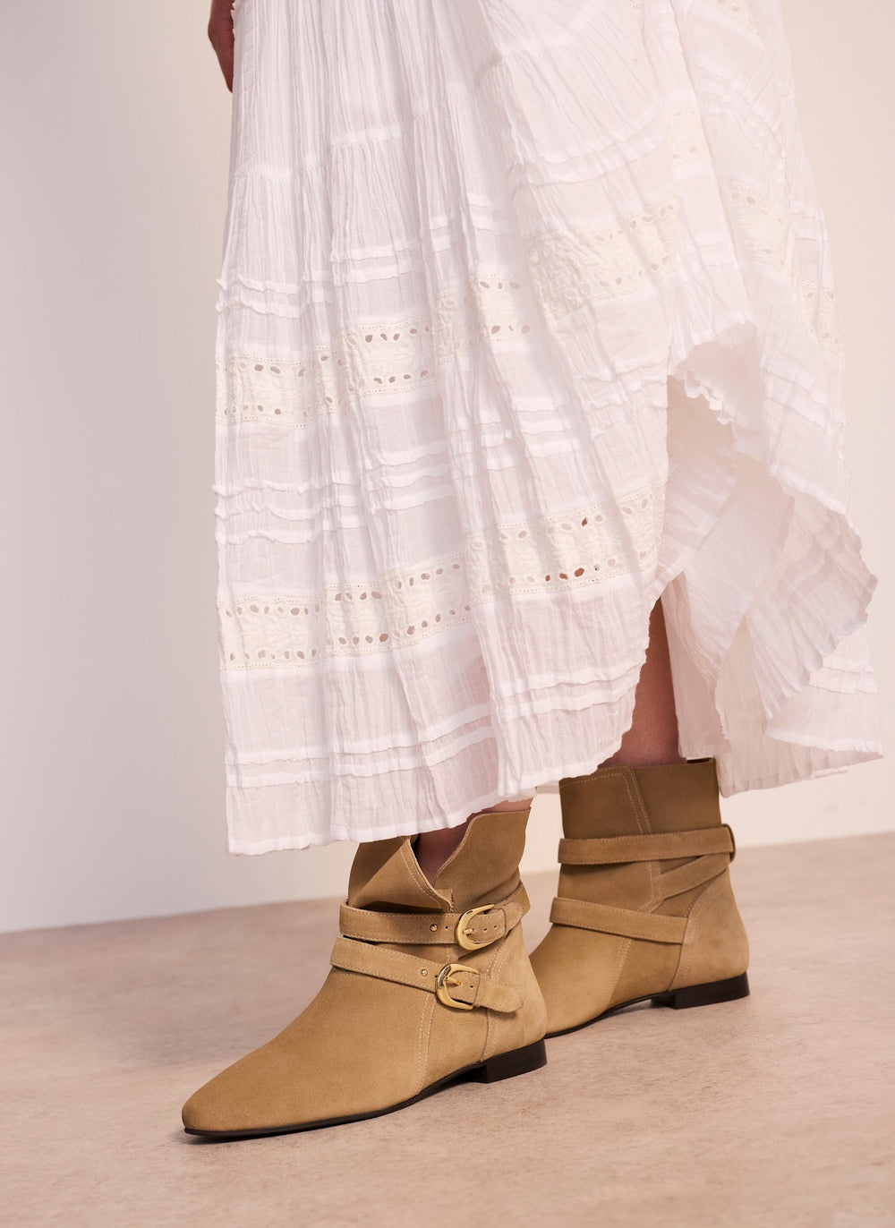 Libby Neutral Suede Ankle Boots