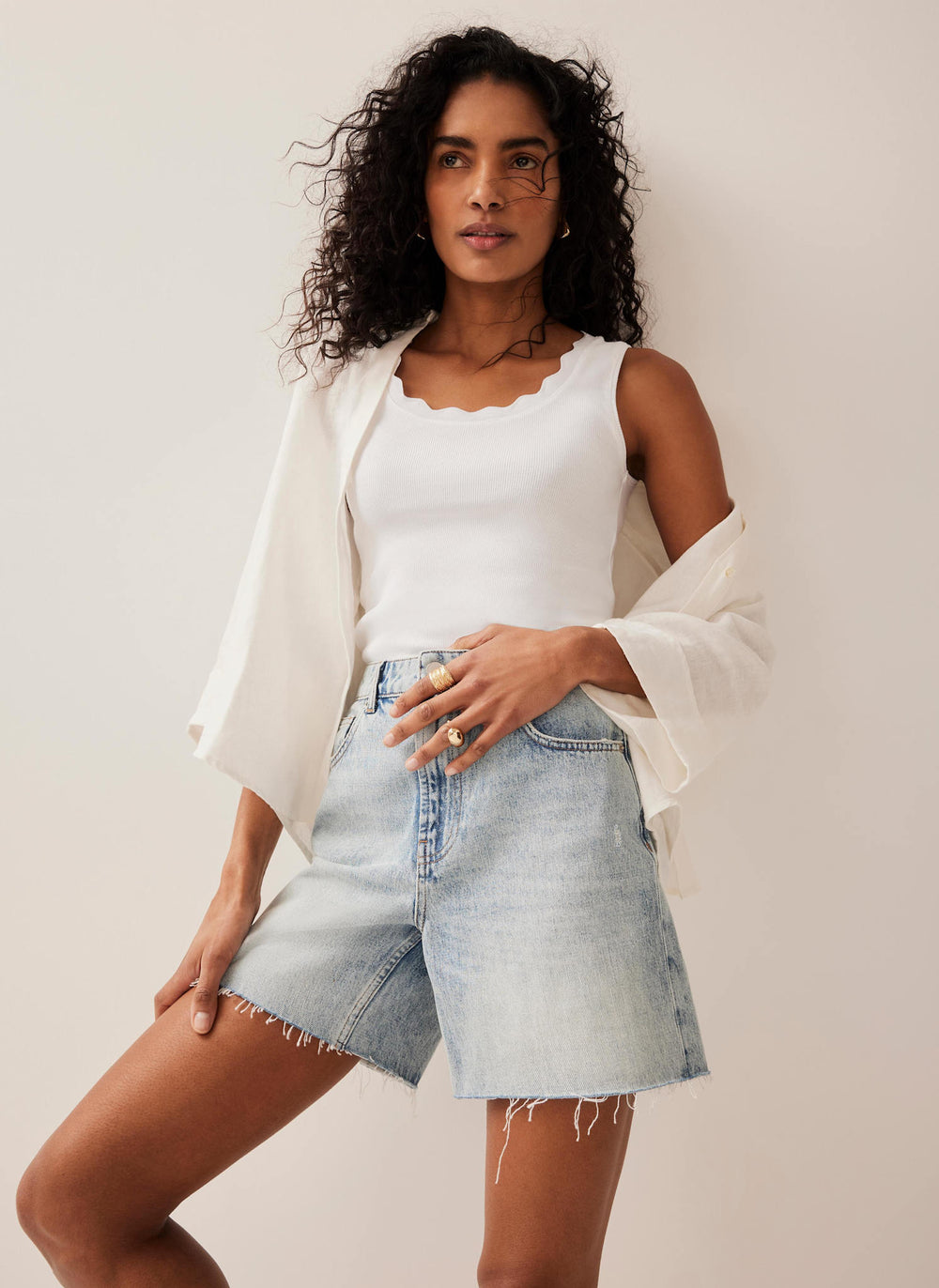 Light Indigo Denim Shorts