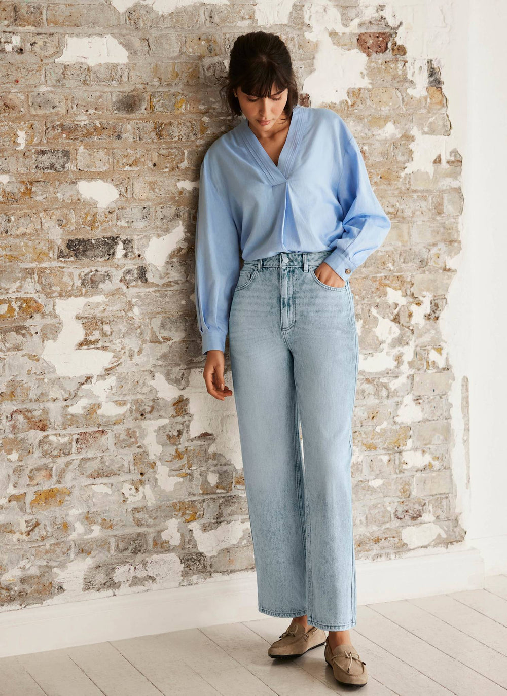 Light Indigo Relaxed Tapered Boyfriend Jeans