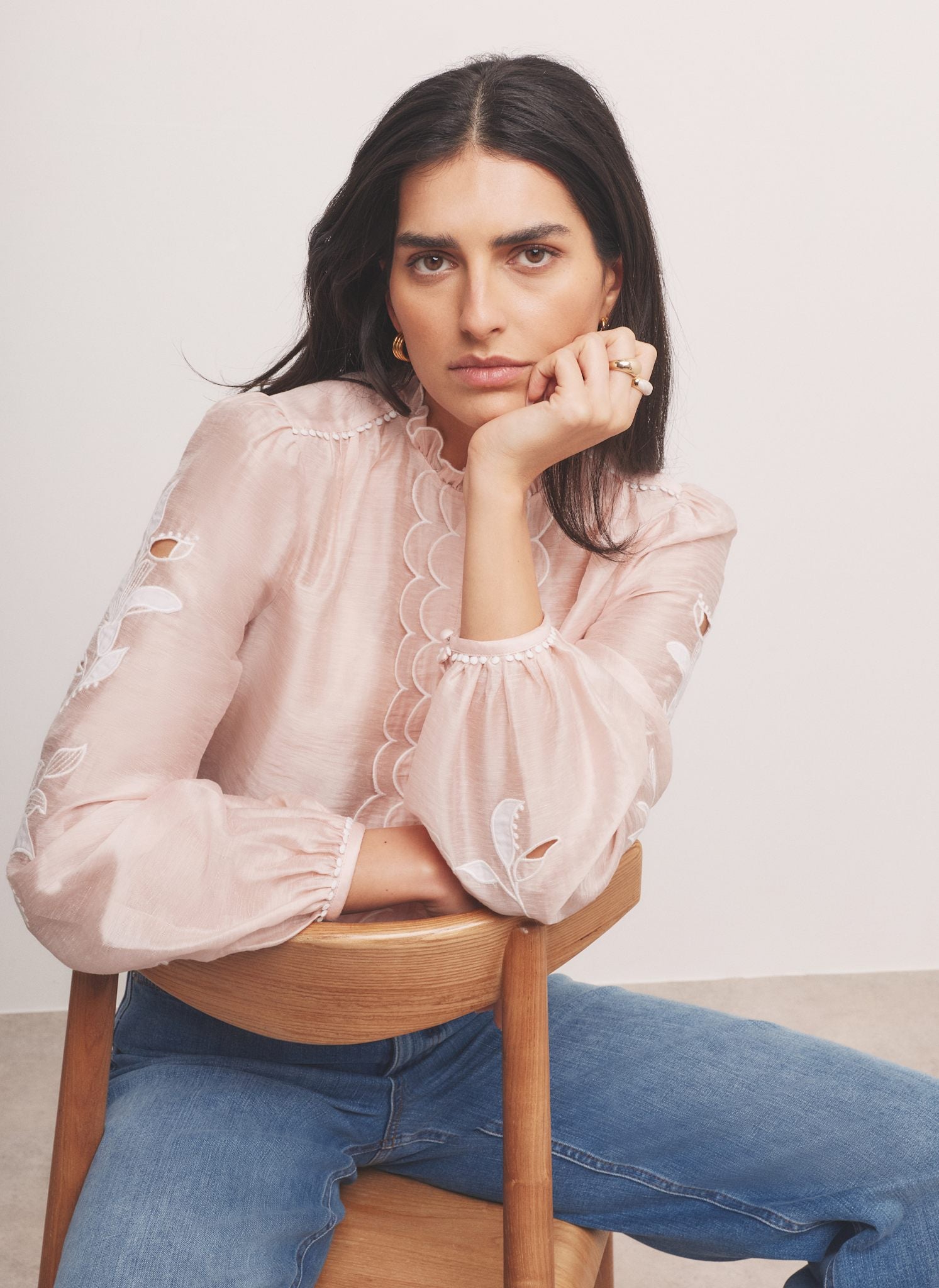 Pink Embroidered Scallop Trim Blouse – Mint Velvet