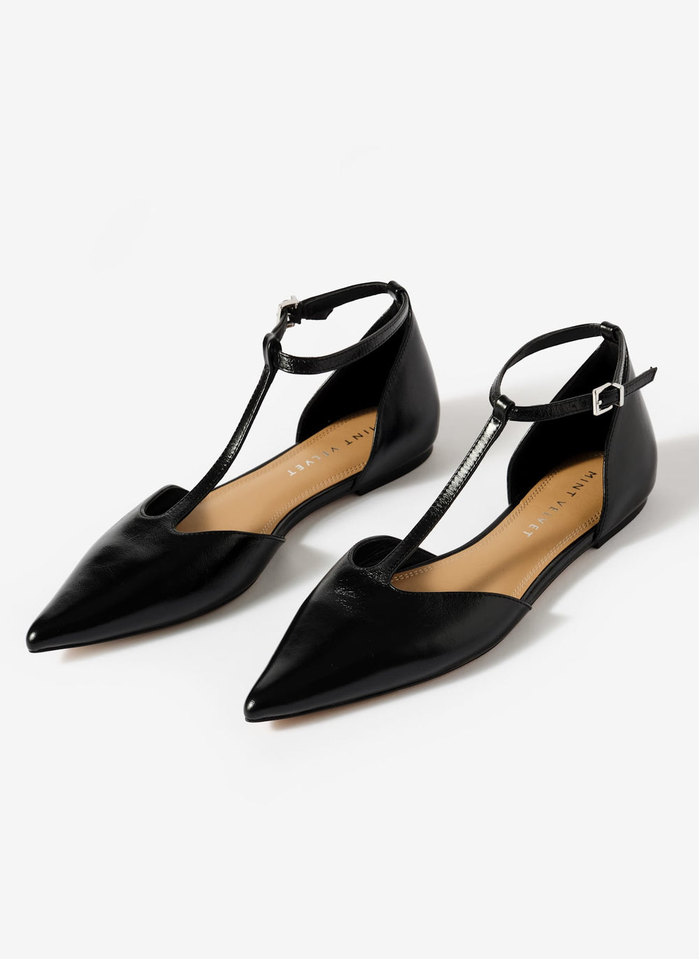 Lila Black T-Bar Flats
