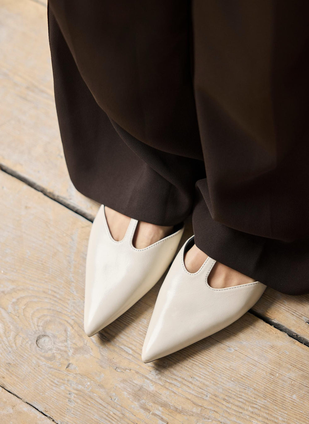 Lila Cream T-Bar Flats