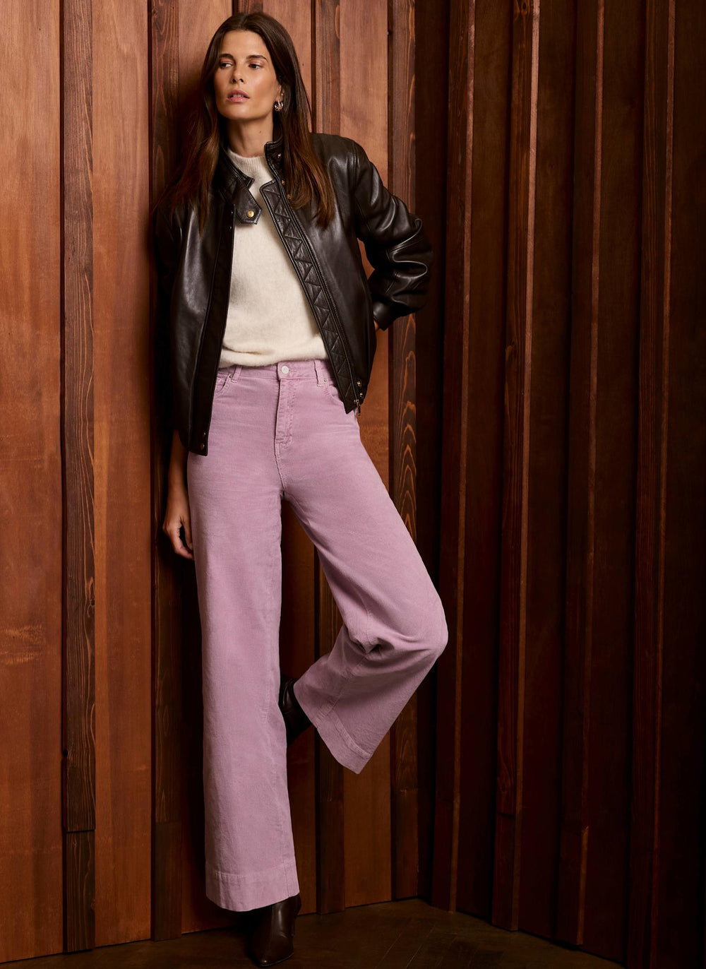 Lilac Corduroy Wide Leg Trousers