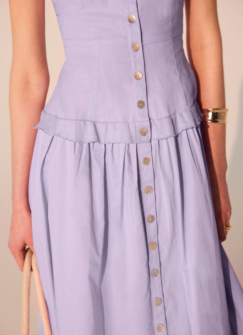 Lilac Ramie Drop Waist Midi Dress Mint Velvet Lilac Ramie Drop Waist Midi Dress Mint Velvet