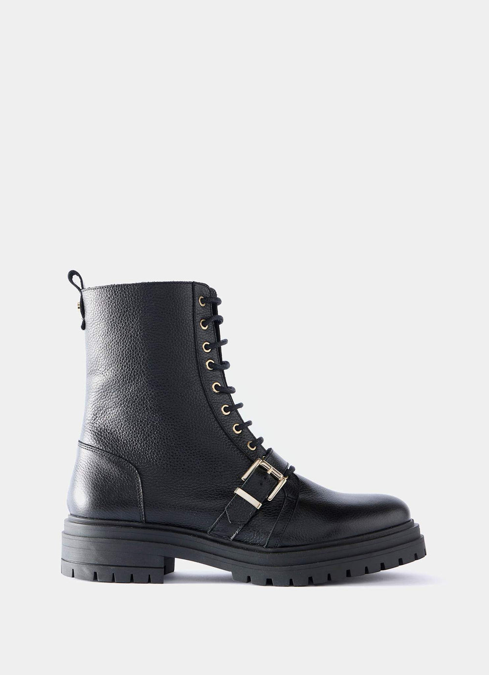 Lilly Black Leather Biker Boots