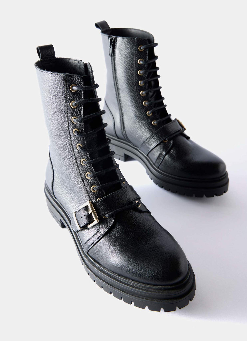 Lilly Black Leather Biker Boots