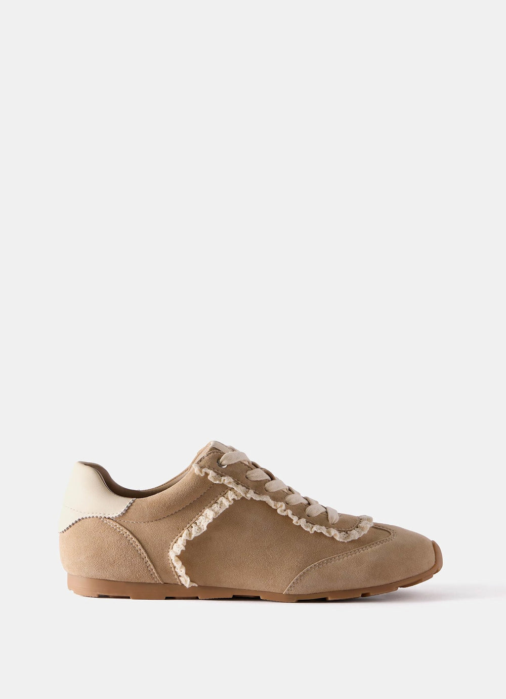 Lina Neutral Suede Lace Detail Trainers