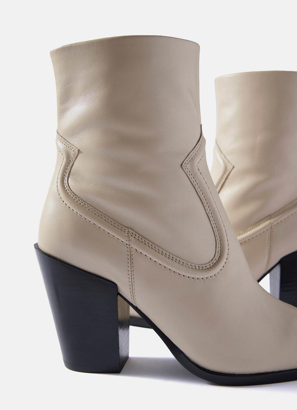 Lorna Neutral Leather Heeled Ankle Boots