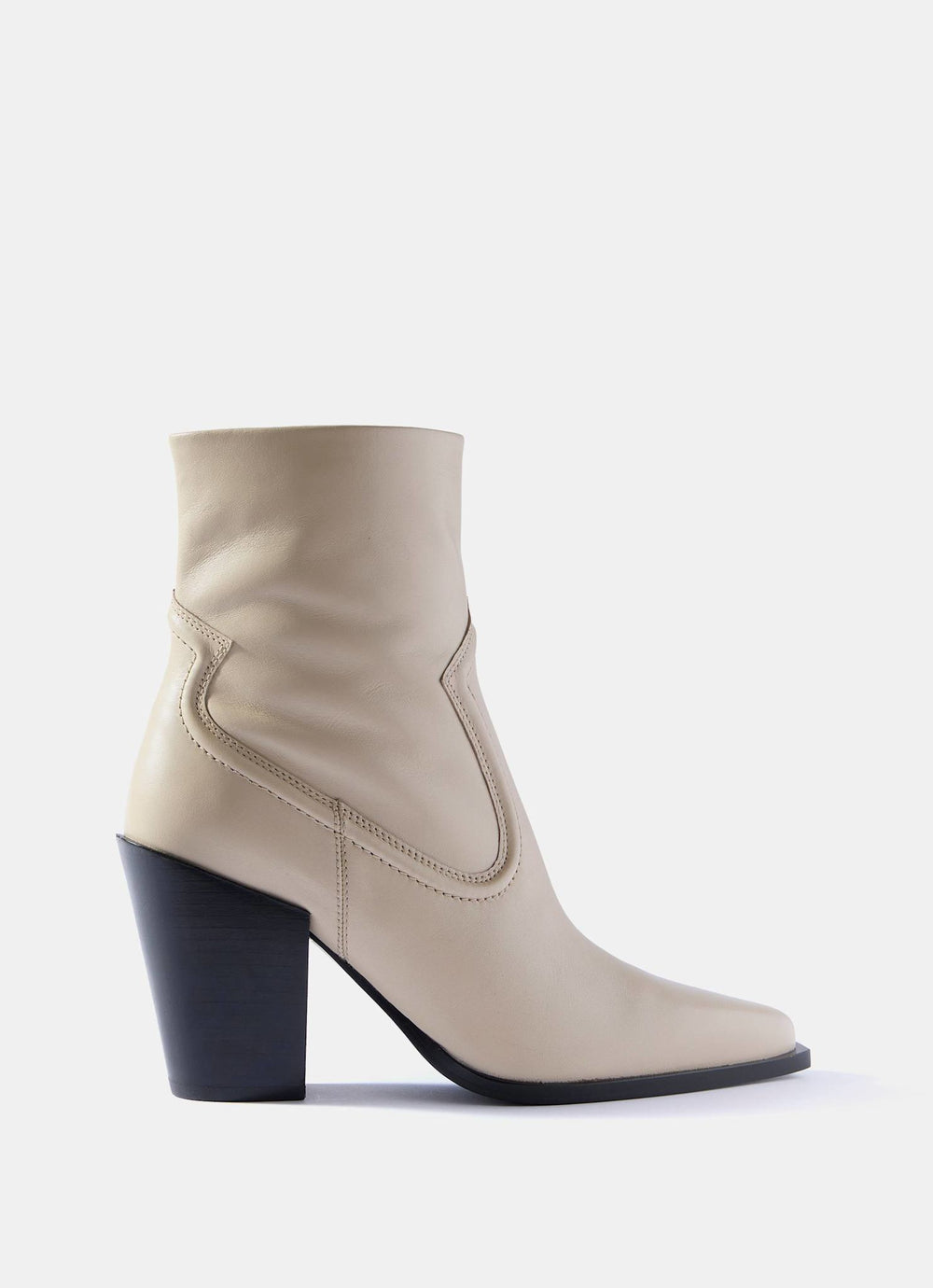 Lorna Neutral Leather Heeled Ankle Boots