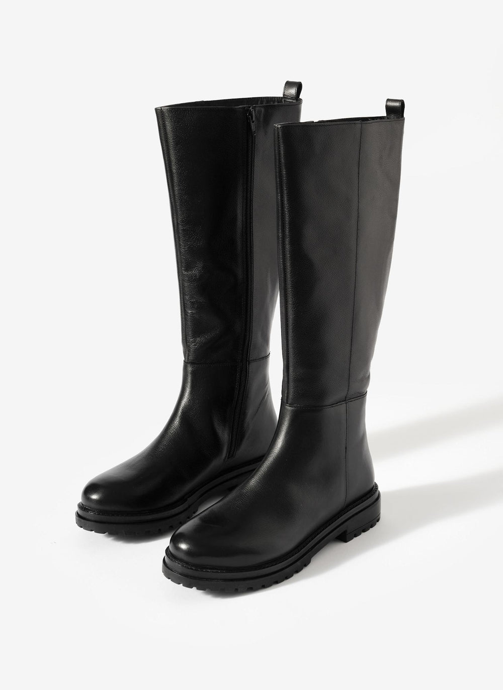 Lorrie Black Leather Knee High Boots