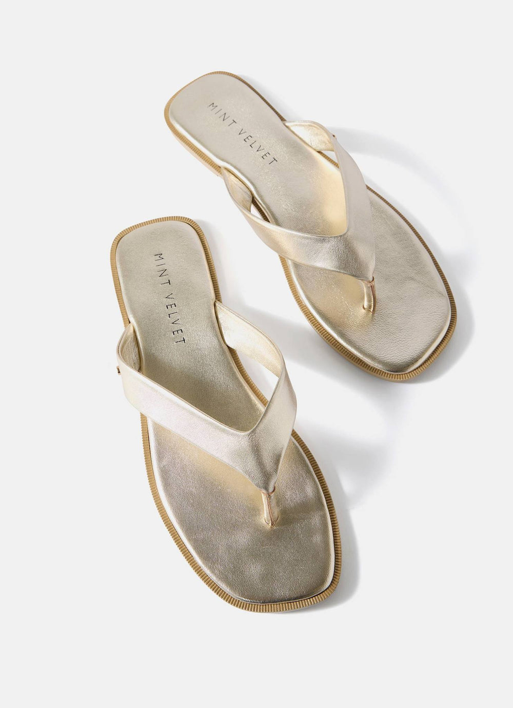 Lula Gold Leather Flip Flop Sandals