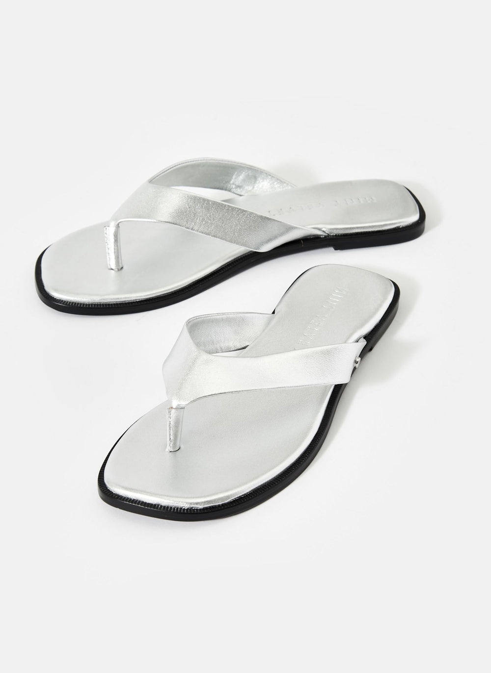 Lula Silver Leather Flip Flops