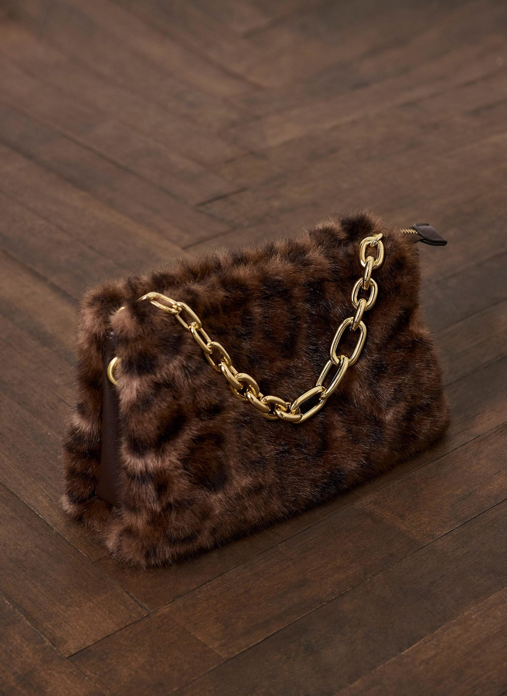 Lumi Brown Animal Print Faux Fur Crossbody Bag
