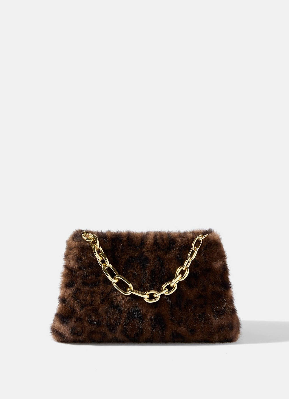 Lumi Brown Animal Print Faux Fur Crossbody Bag