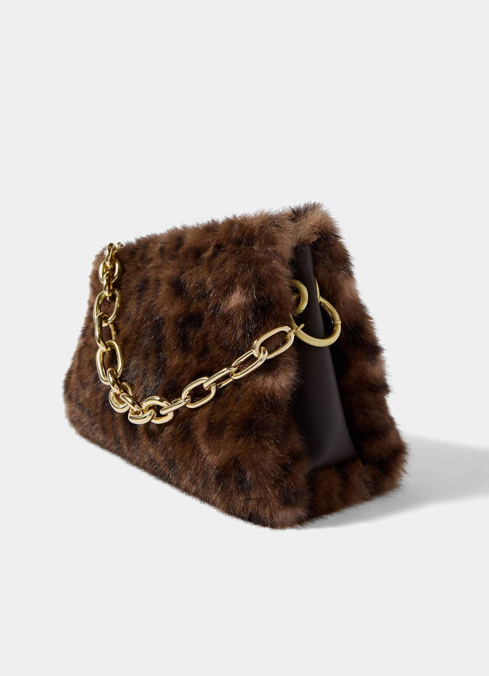 Lumi Brown Animal Print Faux Fur Crossbody Bag