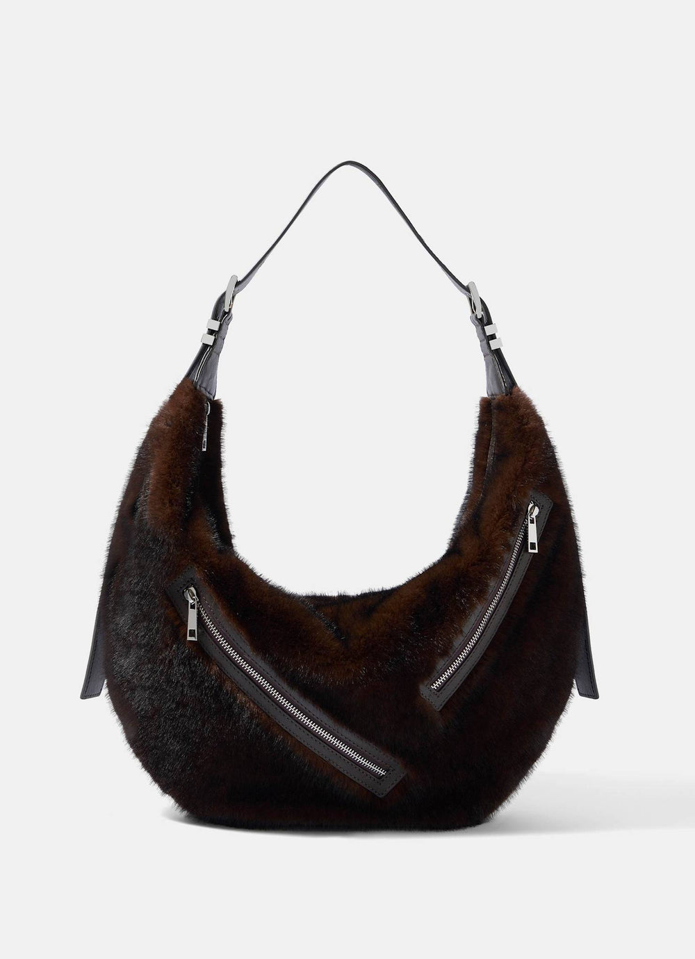 Luna Brown Faux Fur Hobo Bag