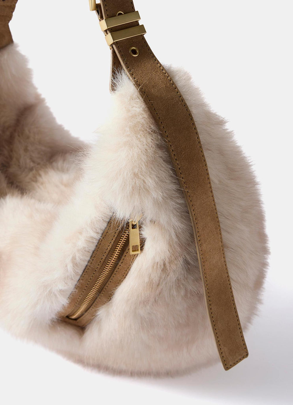 Luna Neutral Faux Fur Hobo Bag