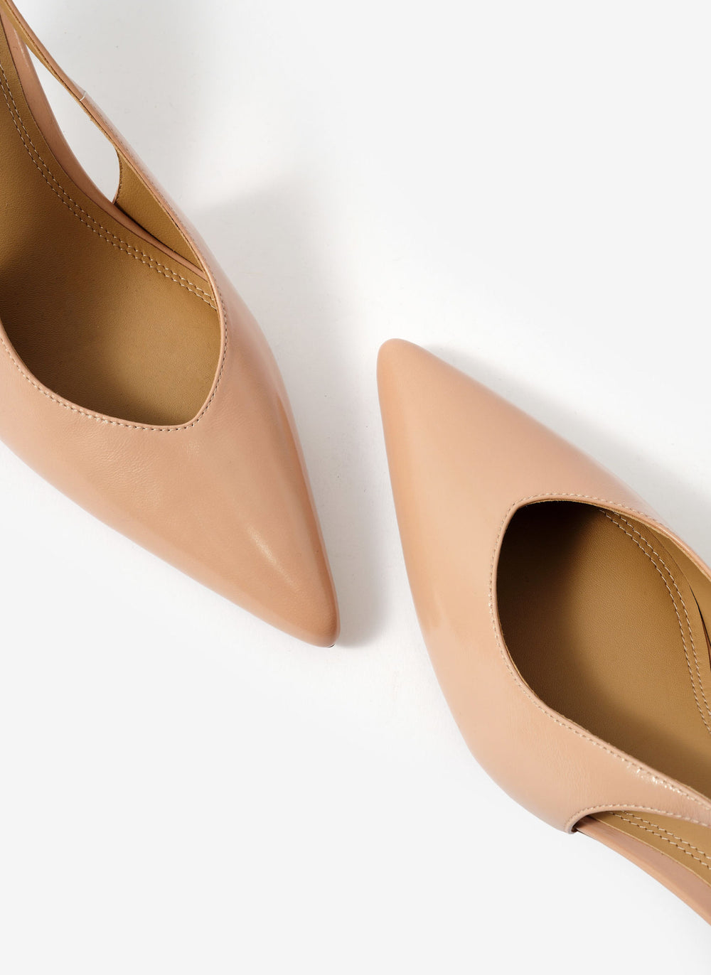 Lya Neutral Leather Sling Back Heels