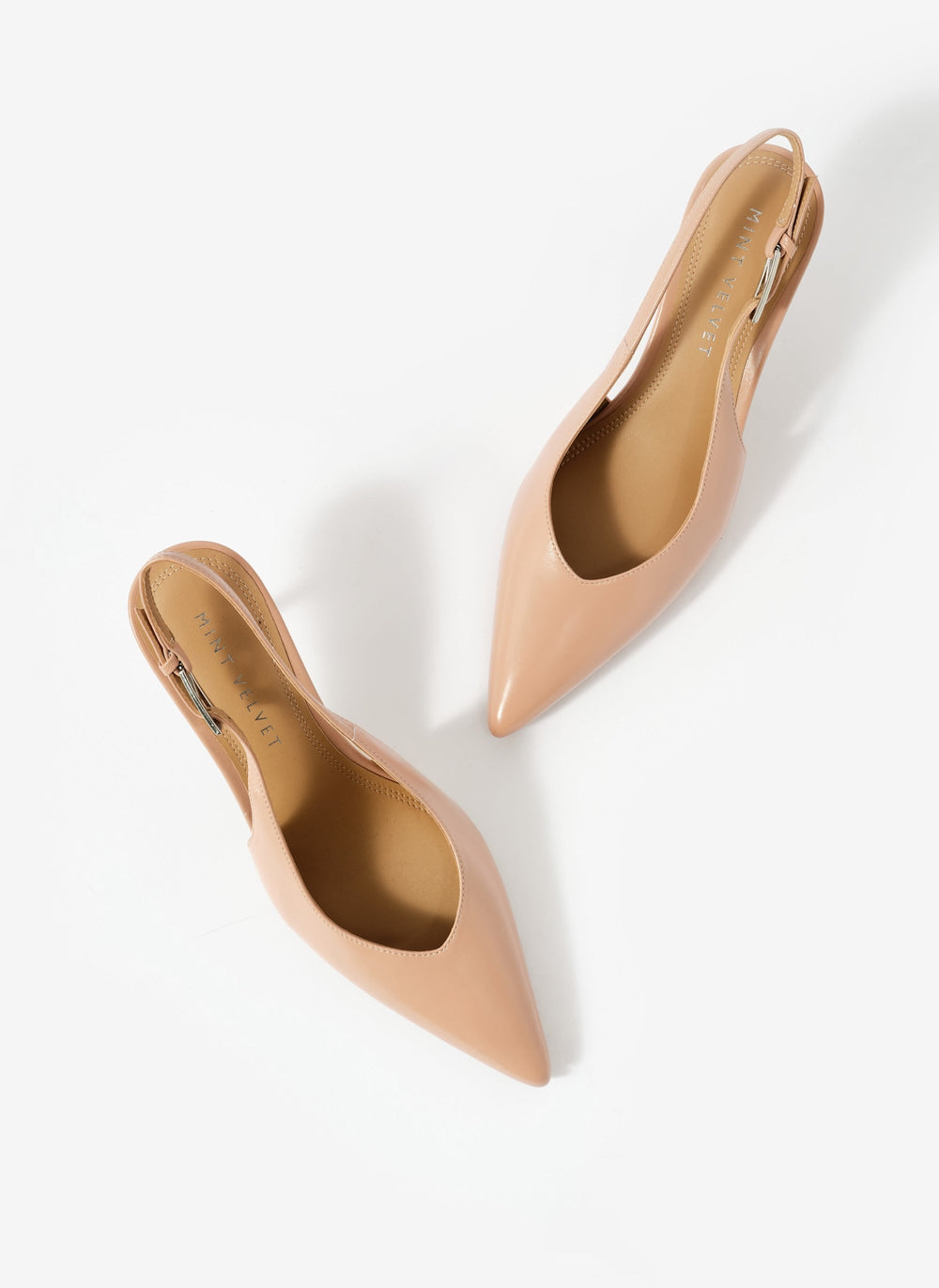 Lya Neutral Leather Sling Back Heels