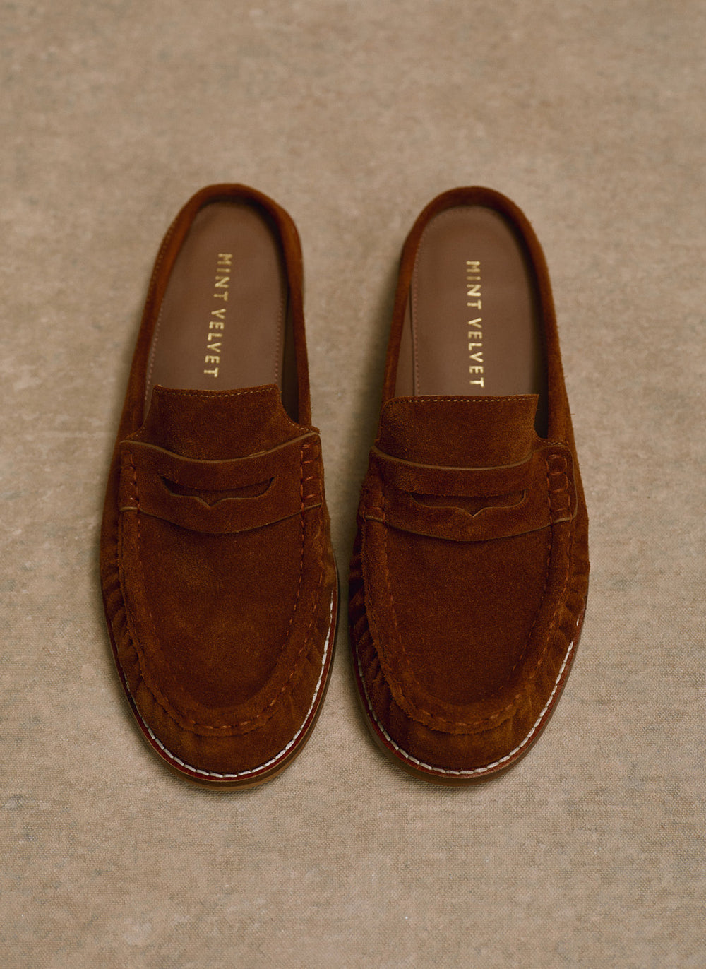 Lyla Tan Suede Backless Loafers