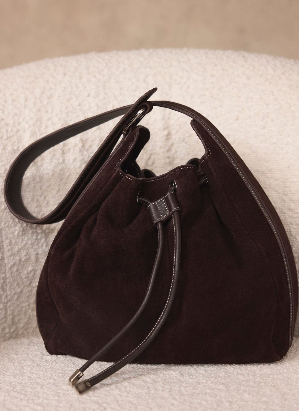 Mabel Brown Suede Bucket Bag
