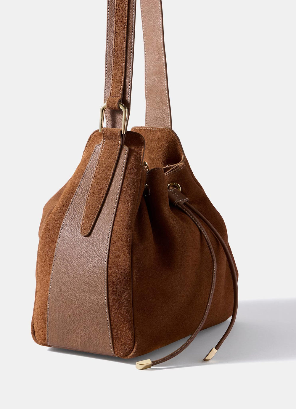 Mabel Tan Suede Bucket Bag