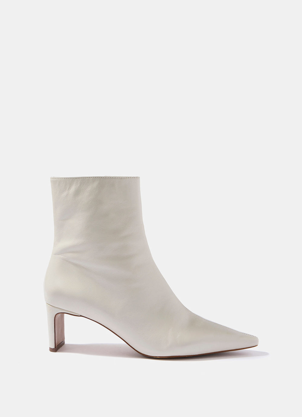 Macy White Leather Ankle Boots