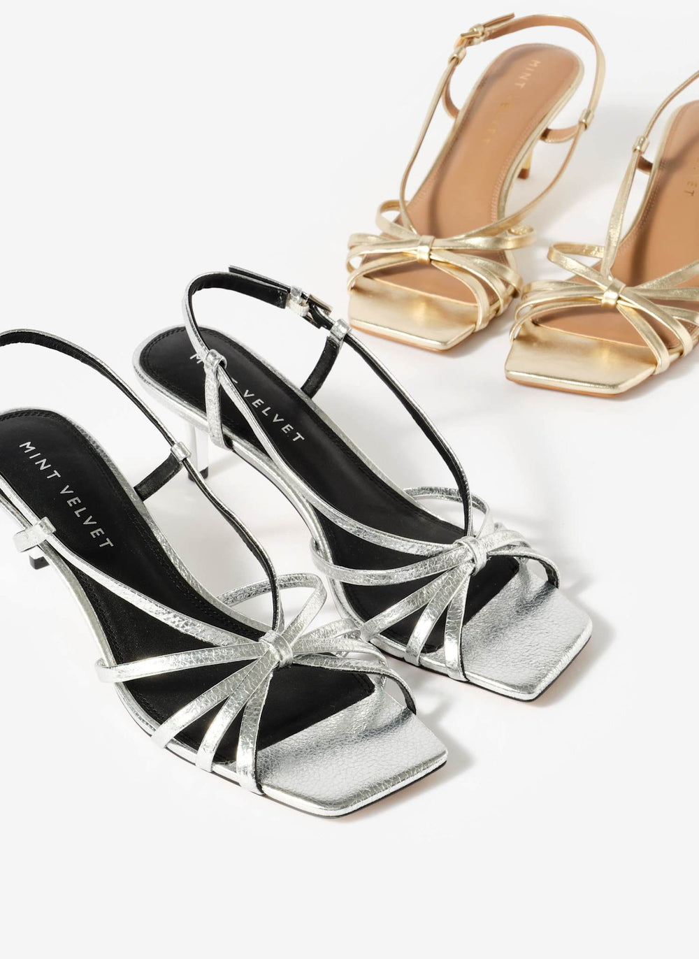 Marcie Silver Leather Strappy Heels