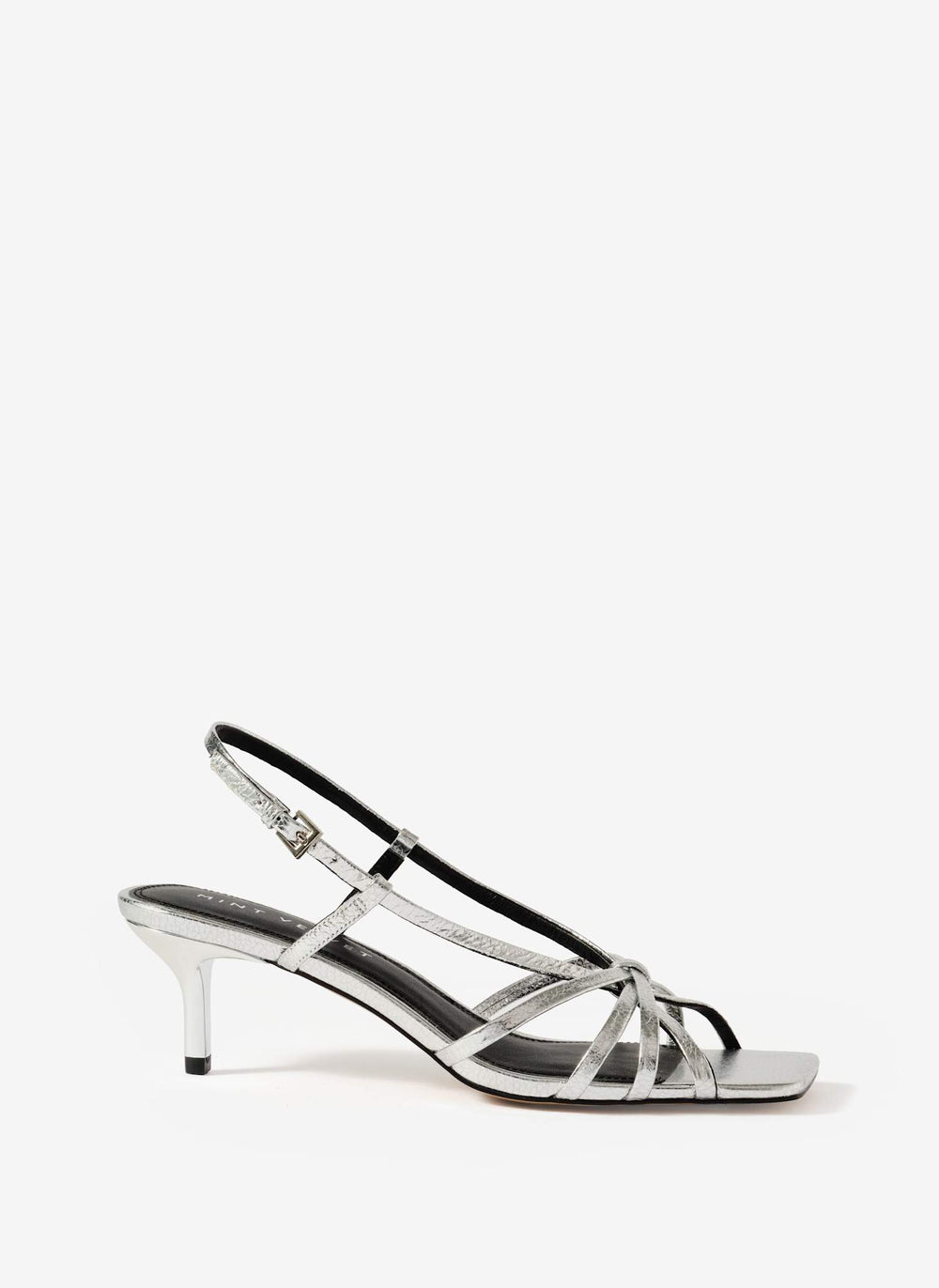 Marcie Silver Leather Strappy Heels