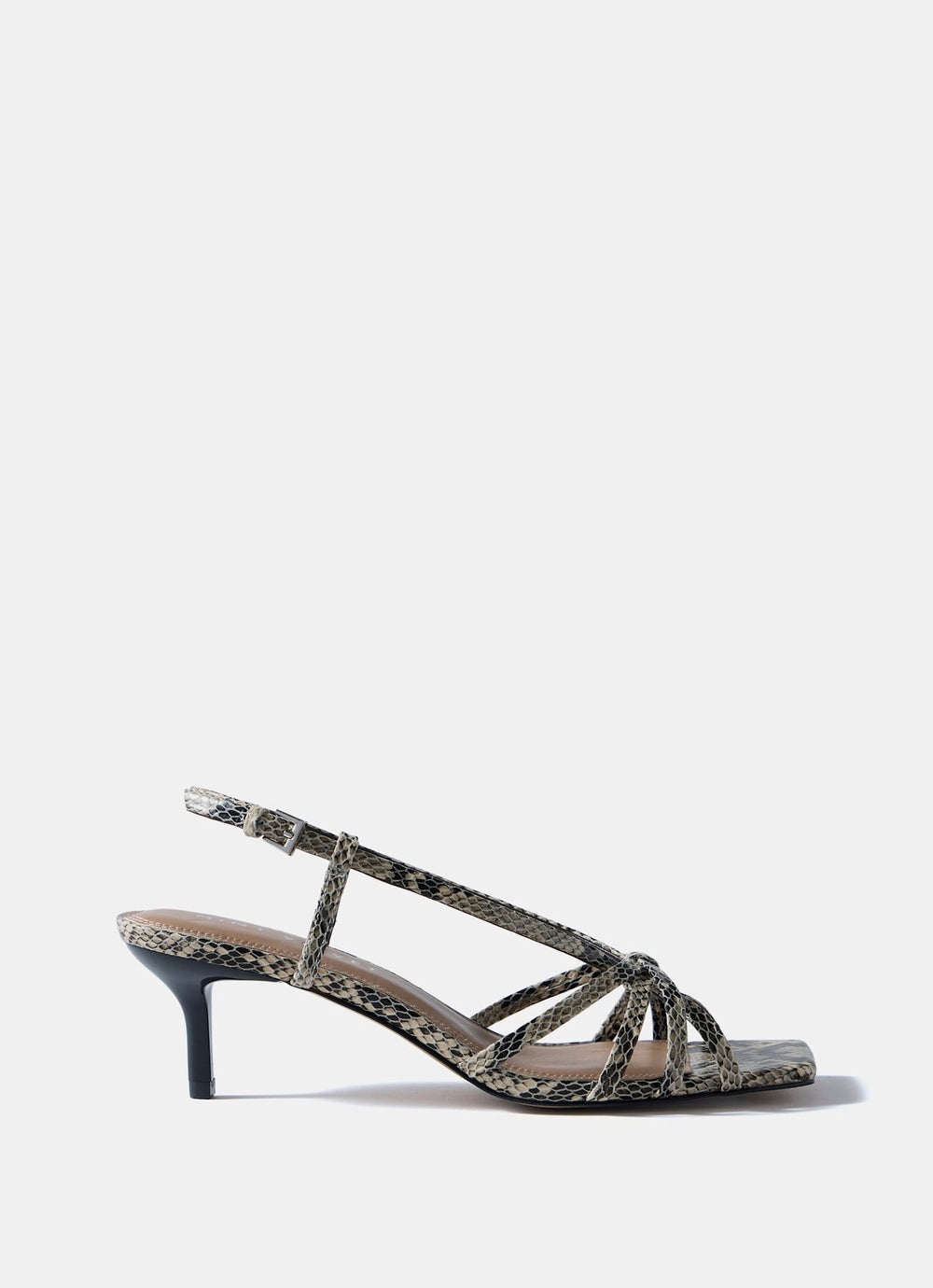 Marcie Snake Print Strappy Kitten Heels