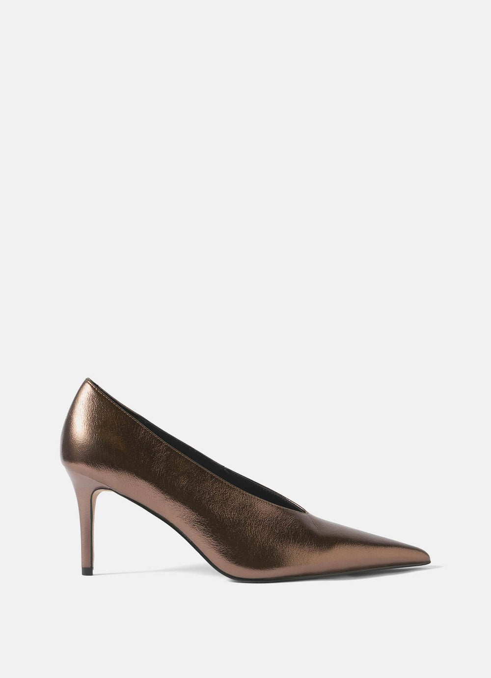 Maria Gold Leather Court Heels