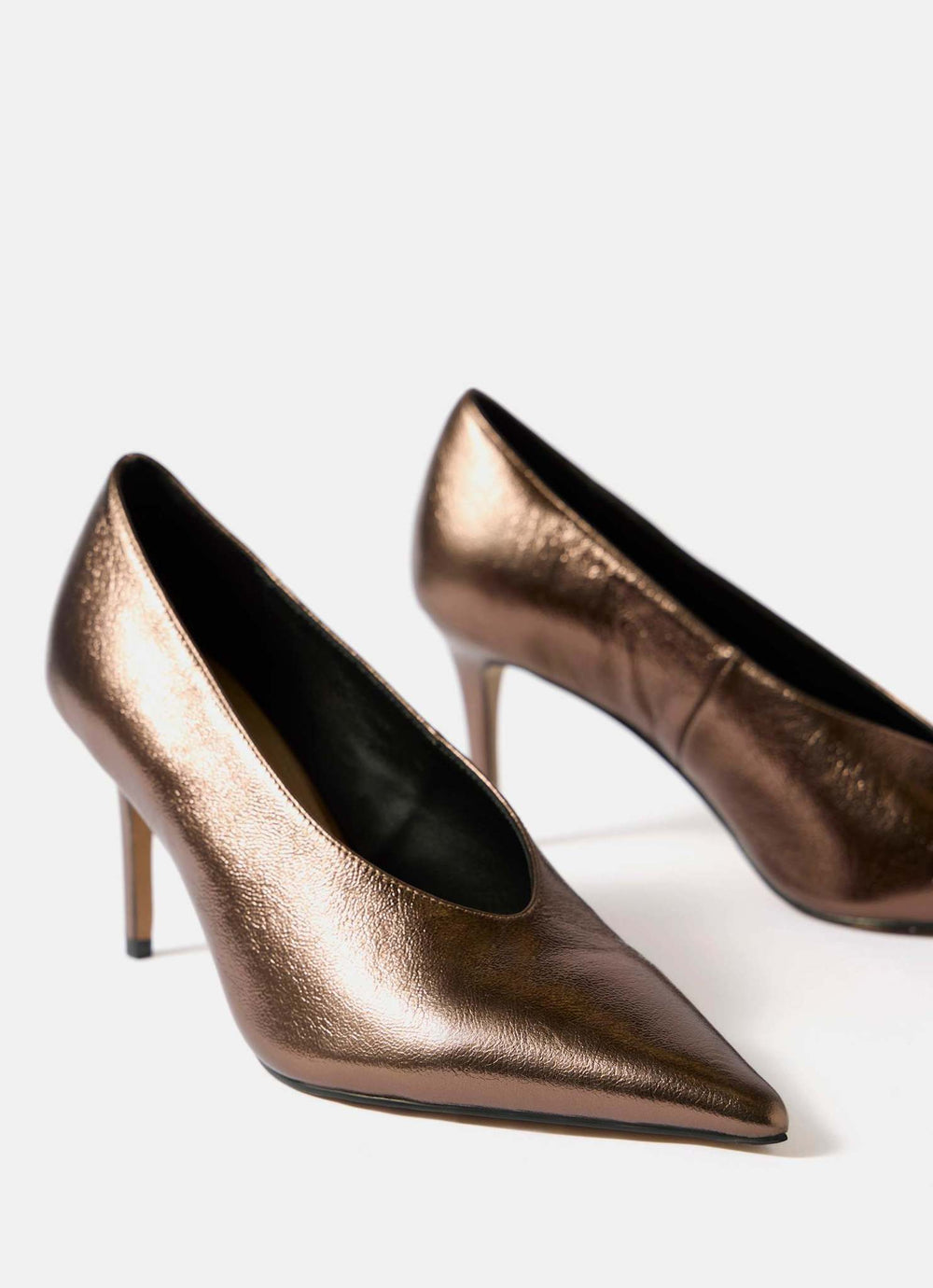 Maria Gold Leather Court Heels