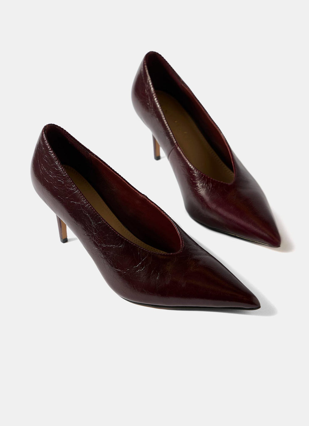 Maria Burgundy Leather Court Heels