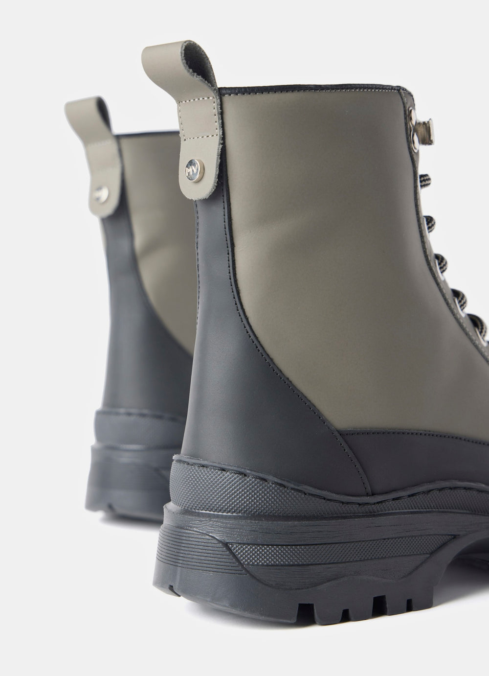 Khaki Leather Hiking Boots