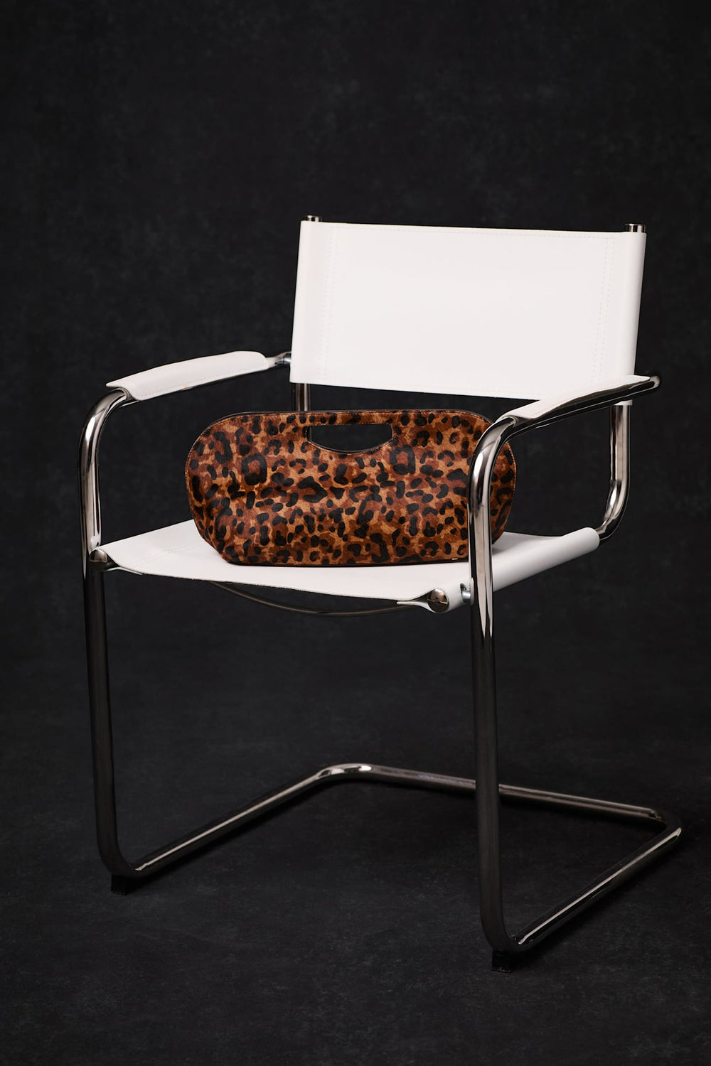 Maya Leopard Print Textured Leather Clutch Bag
